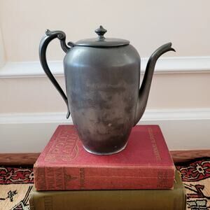 Antique Pewter  Teapot Colonial Inscription on Bottom